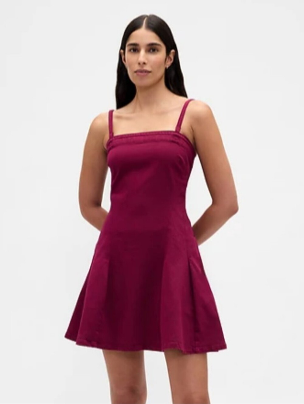 NWT Gap Mini Denim Red Burgundy Skirt Medium Pockets  Fit And‎ Flare